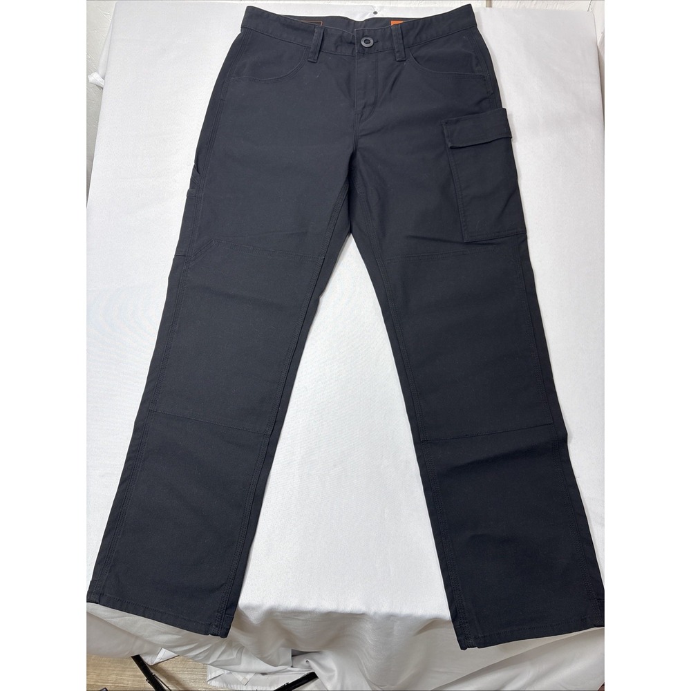 Volcom Caliper Pants Mens 32x31Black Double Knee Canvas Workwear Carpenter Cargo